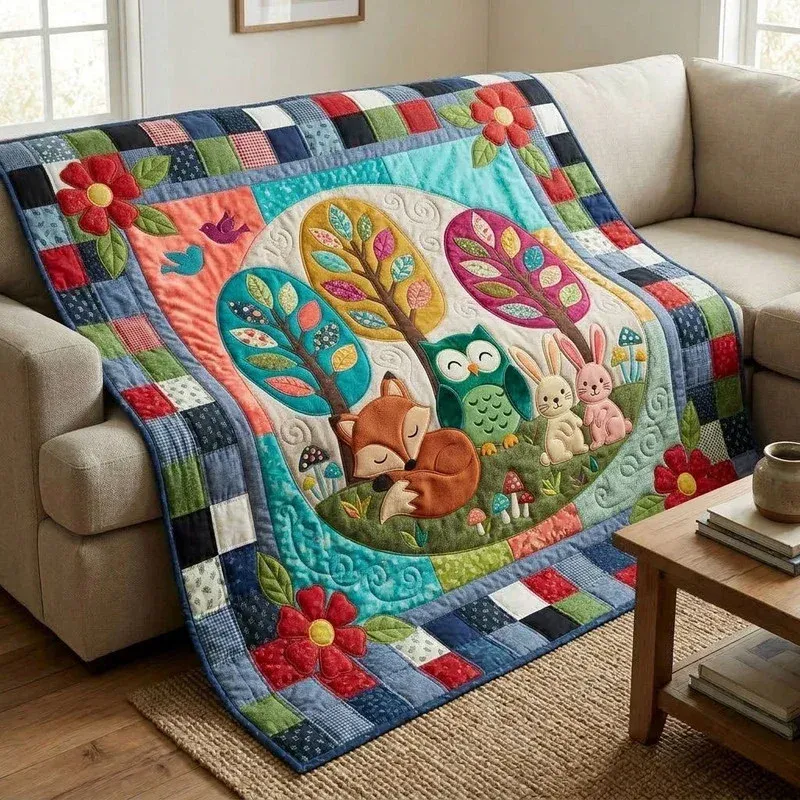 Woodland Cuddle Tree Bamboo Quilt Blanket