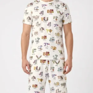 Texas Alphabet Bamboo Men Short Sleeve Short Pajama Set