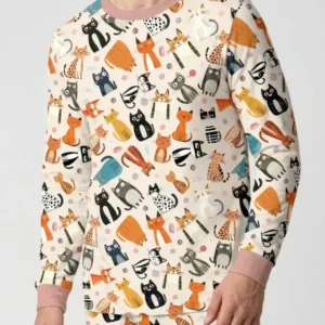 Goofy Mischief Cat Family Matching Bamboo Men's Pajama Set