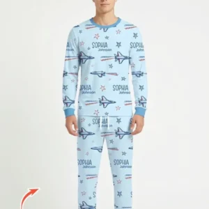 Patriotic American Flag Jet Fighter Bamboo Men's Pajama Set