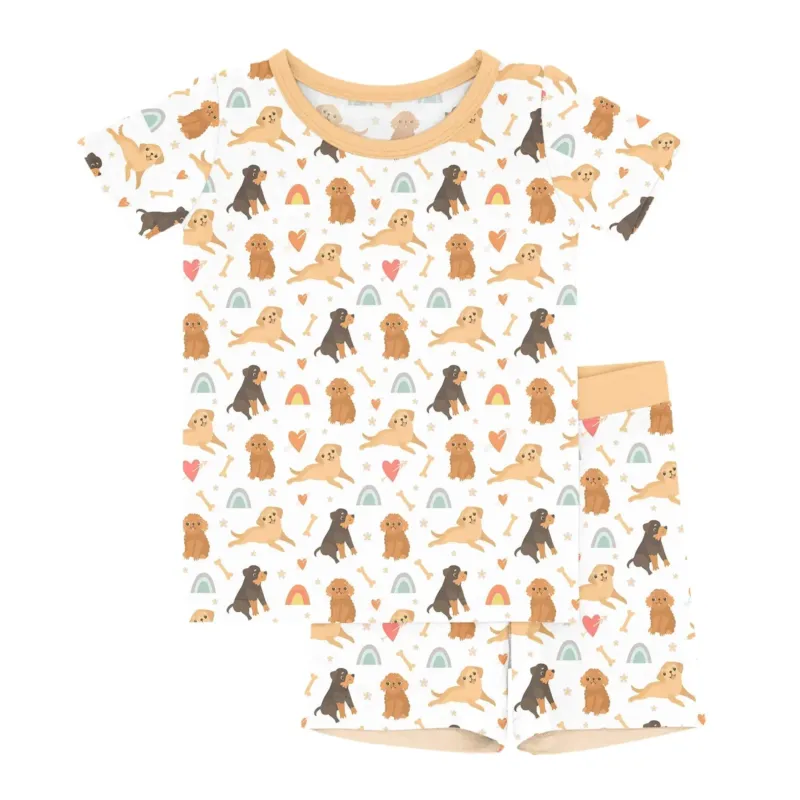 Brown Dogs Two Piece Short Sleeve Shorts Pajama Set , Brown Dogs Two Piece Short Sleeve Shorts Pajama Set - 12-18M