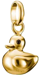 Silbervergoldeter Enten-Charm-Anhänger mit schwarzem Auge und Aufhängeschlaufe