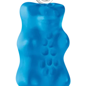 Silberner Charm-Anhänger mit blauem Glasbär und Öse