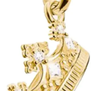 Vergoldeter Charm-Anhänger mit Krone und weißen Edelsteinen, Thomas Sabo