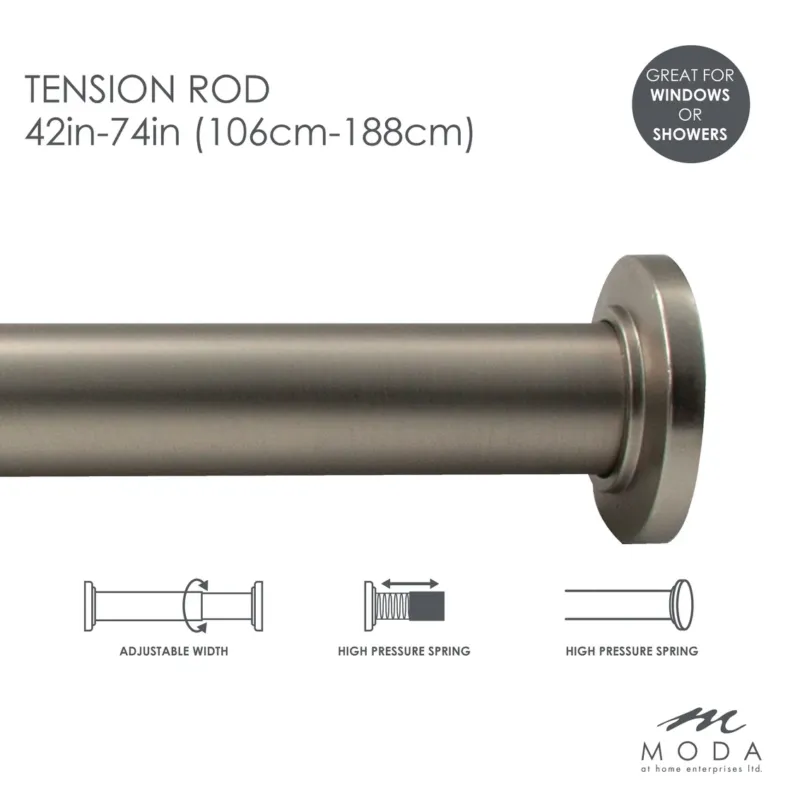 Draper Tension Curtain Rod Satin Nickle 41"-76"