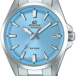 Herrenarmbanduhr mit Edelstahlarmband, blauem Zifferblatt und Datumsanzeige bei 5 Uhr