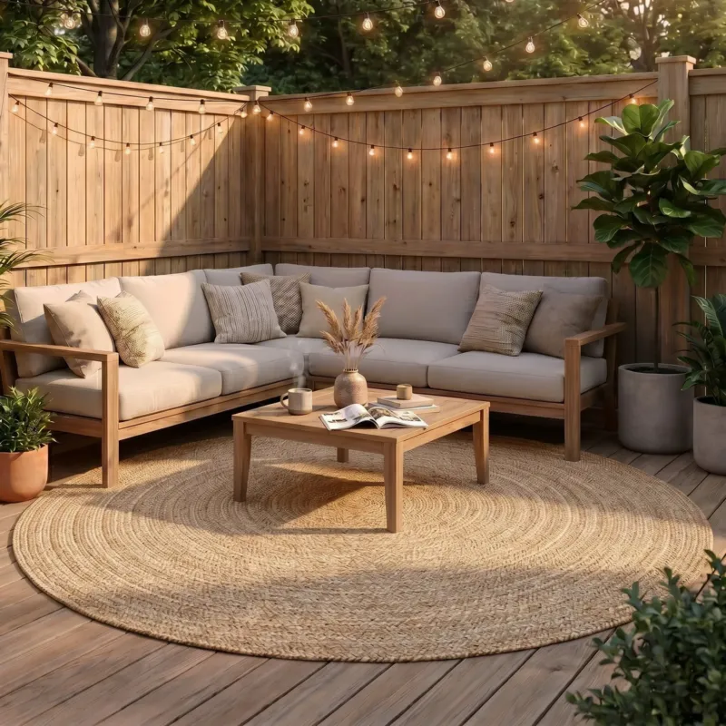 Round Jute Outdoor Rug - Bali Brown