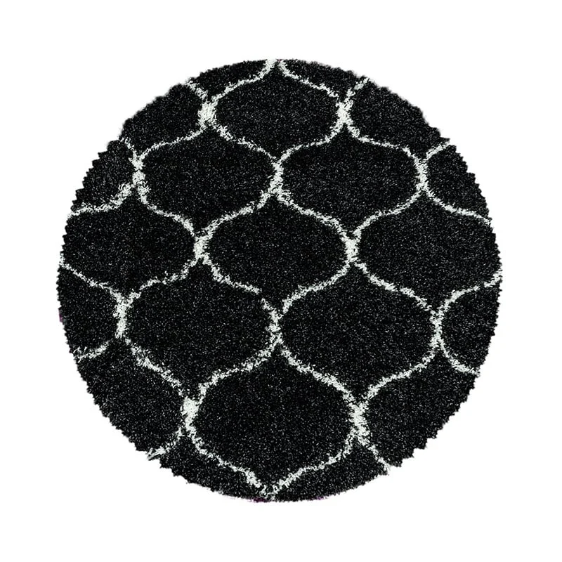 Round Berber Floor Rug - Agadir Circle Anthracite/Cream