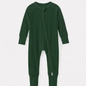 Forest Green Ribbed Bamboo Convertible Zippy