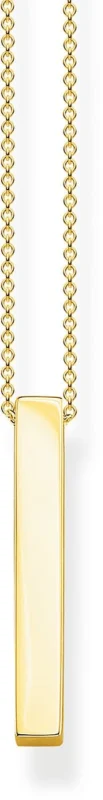 Halskette mit Quader-Anhänger aus gelbvergoldetem Gold, lange Kette