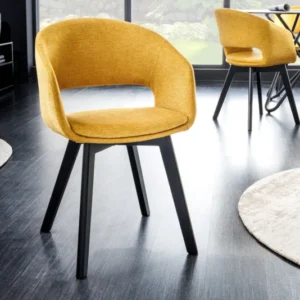 Design Stuhl NORDIC STAR Microfaser Massivholz schwarz mit Armlehne gepolstert