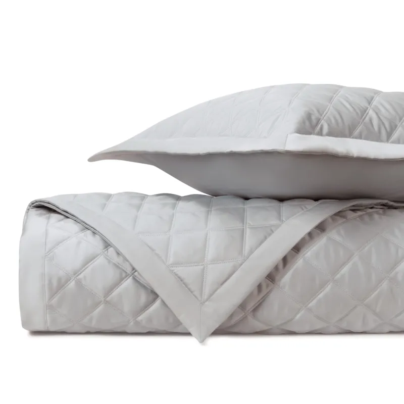 Home Treasures Mesa quilted coverlet and euro sham set in silver diamond pattern.