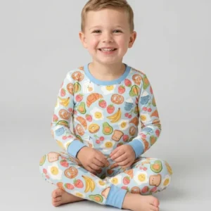 Breakfast Buddies Family Matching Bamboo Two Piece Long Sleeve Pajama Set