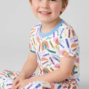 Crayon Chaos Bamboo Two Piece Short Sleeve Pajama Set