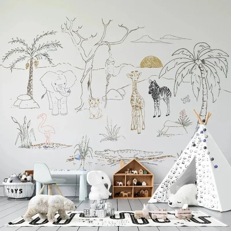 MUNKS & ME - Papier Peint Baby Safari Animal