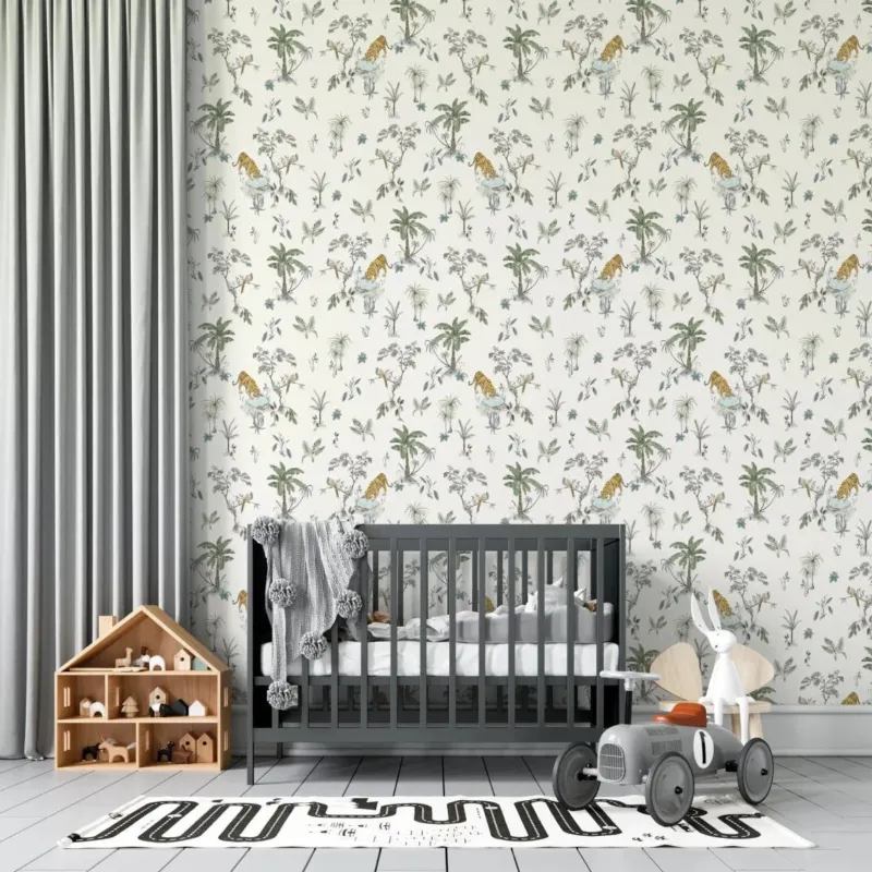 MUNKS & ME - Papier Peint Chambre Enfant à Motif Répété - De Tigre Tropical