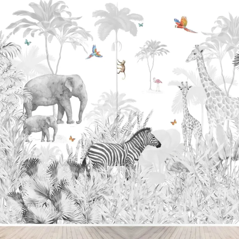MUNKS & ME - Papier Peint Chambre Enfant Couleur Pop De La Jungle - Monochromes